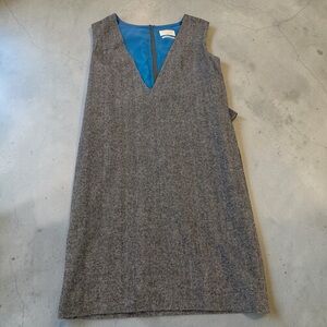 Pendleton Woolen Mills Vintage Herringbone Wool Midi Dress Gold Buttons 14